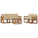 Udendørs sofagruppe med pude 6 pcs Naturlig og Beige