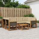 Udendørs sofagruppe med pude 7 pcs Naturlig og Beige