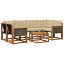 Udendørs sofagruppe med pude 7 pcs Naturlig og Beige