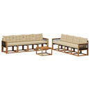Udendørs sofagruppe med pude 9 pcs Naturlig og Beige