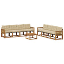 Udendørs sofagruppe med pude 9 pcs Naturlig og Beige