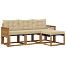 Udendørs sofagruppe med pude 4 pcs Naturlig og Beige