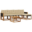 Udendørs sofagruppe med pude 6 pcs Naturlig og Beige