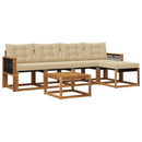 Udendørs sofagruppe med pude 6 pcs Naturlig og Beige