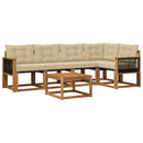 Udendørs sofagruppe med pude 6 pcs Naturlig og Beige