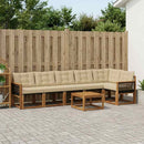 Udendørs sofagruppe med pude 7 pcs Naturlig og Beige