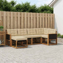Udendørs sofagruppe med pude 6 pcs Naturlig og Beige
