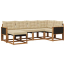 Udendørs sofagruppe med pude 6 pcs Naturlig og Beige