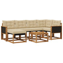 Udendørs sofagruppe med pude 7 pcs Naturlig og Beige