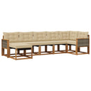 Udendørs sofagruppe med pude 7 pcs Naturlig og Beige
