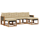 Udendørs sofagruppe med pude 6 pcs Naturlig og Beige