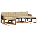 Udendørs sofagruppe med pude 6 pcs Naturlig og Beige