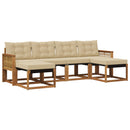 Udendørs sofagruppe med pude 6 pcs Naturlig og Beige
