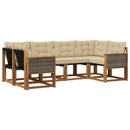 Udendørs sofagruppe med pude 6 pcs Naturlig og Beige
