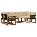 Udendørs sofagruppe med pude 6 pcs Naturlig og Beige