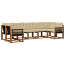 Udendørs sofagruppe med pude 7 pcs Naturlig og Beige