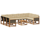 Udendørs sofagruppe med pude 10 pcs Naturlig og Beige