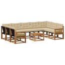 Udendørs sofagruppe med pude 10 pcs Naturlig og Beige