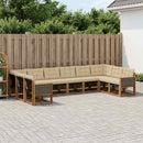 Udendørs sofagruppe med pude 10 pcs Naturlig og Beige