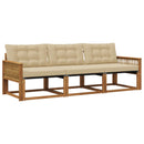 Udendørs sofagruppe med pude 3 pcs Naturlig og Beige