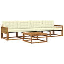 Udendørs sofagruppe med pude 5 pcs Naturlig og Fløde