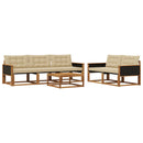 Udendørs sofagruppe med pude 6 pcs Naturlig og Beige