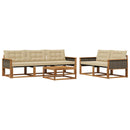 Udendørs sofagruppe med pude 6 pcs Naturlig og Beige