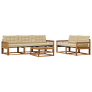 Udendørs sofagruppe med pude 6 pcs Naturlig og Beige