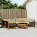 Udendørs sofagruppe med pude 7 pcs Naturlig og Beige