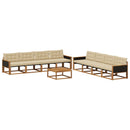 Udendørs sofagruppe med pude 9 pcs Naturlig og Beige