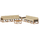 Udendørs sofagruppe med pude 9 pcs Naturlig og Beige