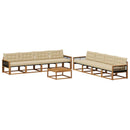 Udendørs sofagruppe med pude 9 pcs Naturlig og Beige