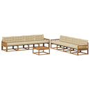 Udendørs sofagruppe med pude 9 pcs Naturlig og Beige