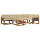 Udendørs sofagruppe med pude 6 pcs Naturlig og Beige