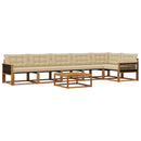 Udendørs sofagruppe med pude 7 pcs Naturlig og Beige