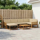 Udendørs sofagruppe 7 pcs Naturlig og Beige Massivt Akacietræ