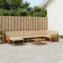 Udendørs sofagruppe 8 pcs Naturlig og Beige Massivt Akacietræ