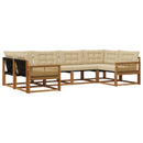 Udendørs sofagruppe med pude 6 pcs Naturlig og Beige