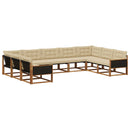 Udendørs sofagruppe med pude 9 pcs Naturlig og Beige