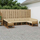 Udendørs sofagruppe med pude 9 pcs Naturlig og Beige