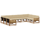 Udendørs sofagruppe med pude 9 pcs Naturlig og Beige