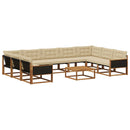 Udendørs sofagruppe med pude 10 pcs Naturlig og Beige