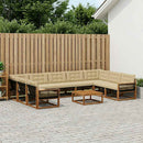 Udendørs sofagruppe med pude 10 pcs Naturlig og Beige