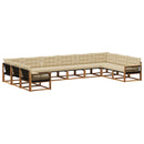 Udendørs sofagruppe med pude 10 pcs Naturlig og Beige