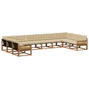 Udendørs sofagruppe med pude 10 pcs Naturlig og Beige