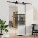 Glasdør Stribet Sort 76 x 2 x 205 cm Aluminium