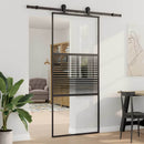 Glasdør Stribet Sort 90 x 2 x 205 cm Aluminium