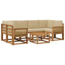 Udendørs sofagruppe 7 pcs Naturlig og Beige Polyester