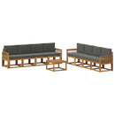 Udendørs sofagruppe 9 pcs Naturlig og Antracit Polyester