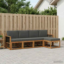 Udendørs sofagruppe 5 pcs Naturlig og Antracit Polyester